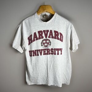 Vintage L Harvard University T Shirt Delta Pro Weight Heather Gray Ivy League